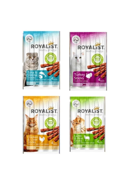 Stick Kedi Ödül Çubuğu Kuzu Etli, Hindili, Tavuklu, Ton Balıklı 20 Gr *4 Lü Paket