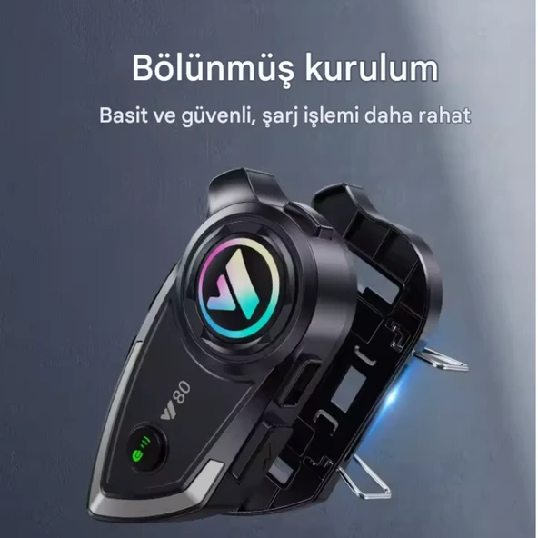 Y80 İnterkom Motosiklet Kask Kulaklık Bluetooth 5.3 Type-C Su Geçirmez İntercom Set İphone Android - 7