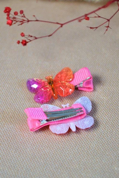 10 Çift Renkli ve Kelebek Figürlü Küçük Boy Mandallı Tokalar – Minik Saçlara Sevimli Dokunuş! - Resim 2