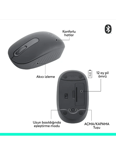 Logitech M196 Bluetooth Kablosuz Mouse ve Nero 15.6 inç Notebook Sırt Çantası - Siyah - 3