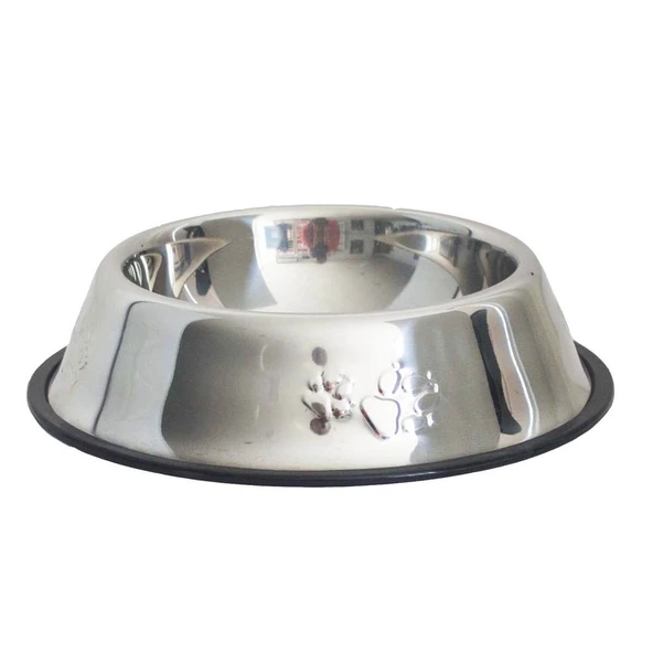 Pati Desenli Kedi Köpek Çelik Mama Kabı 16 oz 15.5 cm Çapında Taban 22 cm