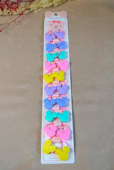 Renkli Figürlü 10 Çift Kız Çocuk Lastik Tokası – Sevimli ve Eğlenceli Saç Aksesuarları - Resim 2