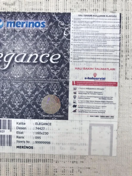 Merinos Halı Elegance 74427 095 Serisi Akrilik Salon Oturma Yatak Odası Halısı - 8