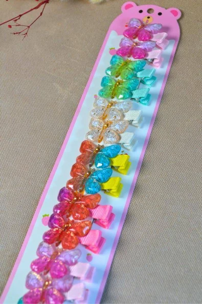 10 Çift Renkli ve Kelebek Figürlü Küçük Boy Mandallı Tokalar – Minik Saçlara Sevimli Dokunuş! - Resim 3