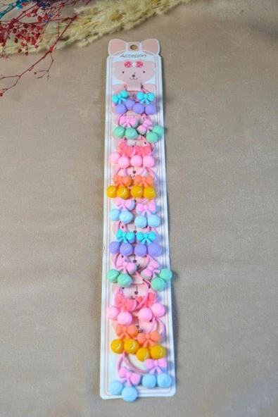 Renkli ve Figürlü 10 Çift Kız Çocuk Lastik Tokası – Sevimli ve Eğlenceli Saç Aksesuarları ürün görseli