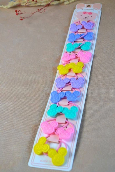 Renkli Figürlü 10 Çift Kız Çocuk Lastik Tokası – Sevimli ve Eğlenceli Saç Aksesuarları - Resim 4