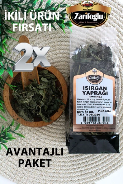 Zarifoğlu Isırgan Yaprağı Bitkisi Otu Şifalı Bitkiler 2 x 18 gr