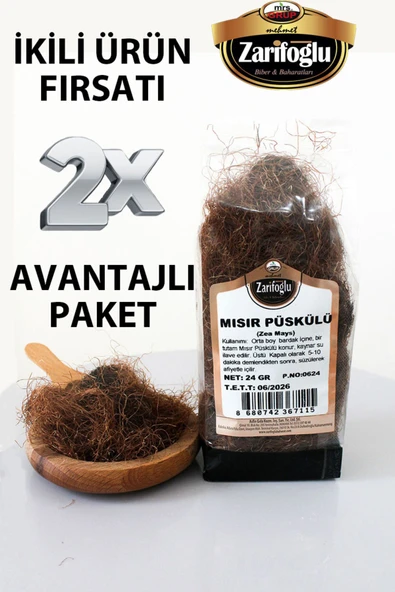 Zarifoğlu Mısır Püskülü Bitkisi Şifalı Bitkiler 2 x 24 gr
