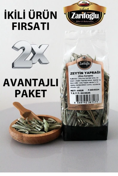Zarifoğlu Zeytin Yaprağı Bitkisi Otu Şifalı Bitkiler 2 x 44 gr