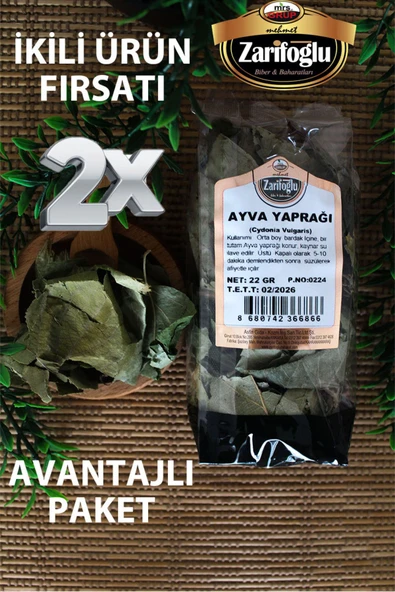Zarifoğlu Ayva Yaprağı Bitkisi Otu Şifalı Bitkiler 2 x 22 gr