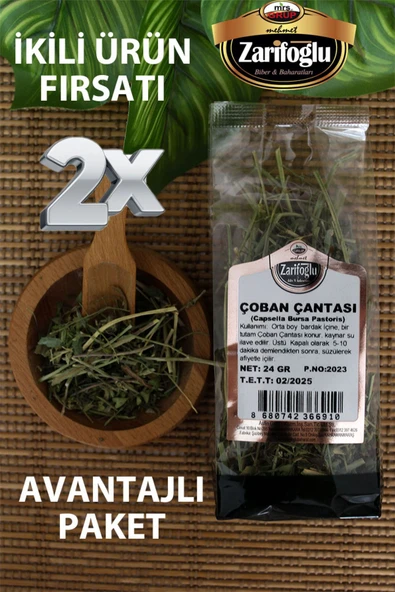 Zarifoğlu Çoban Çantası Otu Bitkisi Şifalı Bitkiler 2 x 24 gr