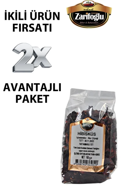 Zarifoğlu Hibisküs Nar Çiçeği Otu Bitkisi Şifalı Bitkiler 2 X 100 gr