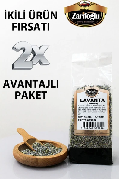 Zarifoğlu Lavanta Çiçeği Otu Bitkisi Şifalı Bitkiler 2 x 50 gr