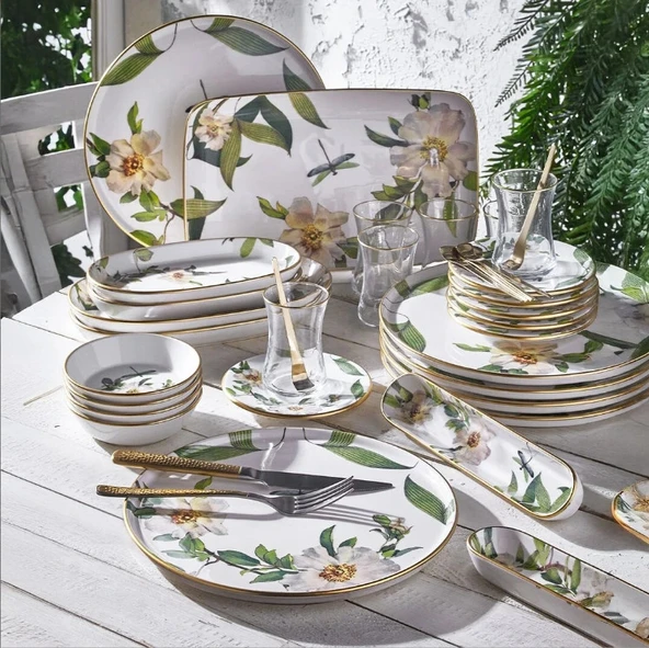 Fecra Floranda 35 Parça Gold Fileli Kahvaltı Seti