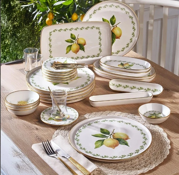 Fecra Lemone 35 Parça Gold Fileli Kahvaltı Seti