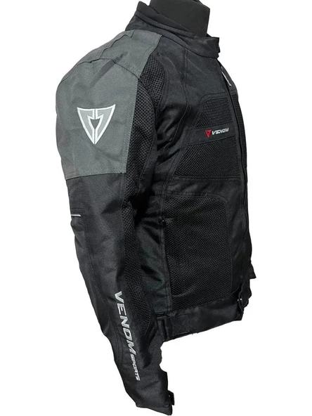 VENOM DYNAMIC 4 MEVSİM MOTOSİKLET MONTU SİYAH - GRİ - Resim 2