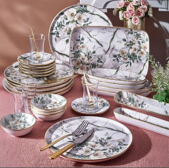 Fecra Monza 35 Parça Gold Fileli Kahvaltı Seti