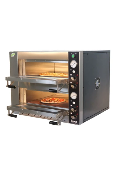 OSİMO Çift Katlı Elektrikli Pizza ve Lahmacun Fırını | 8 Pizza Kapasitesi | 8x25cm | 220V & 380V Uyumlu