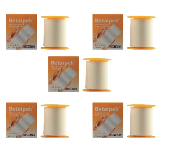 Betasan Betaipek Flaster Tıbbi İpek Sabitleme Bandı 5 M x 5 cm (5 KUTU) ürün görseli