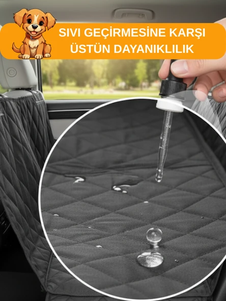Beylini Evcil Hayvan Araba Koltuk Örtüsü Su Geçirmez cDayanıklı Hamak Tasarım Arka Koltuk Koruma Kılıfı Kaymaz Universal Kedi Köpek Araç Aksesuarları 150X200 cm - 2