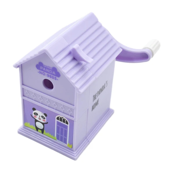Bafix Dream Cabin Ev Şekilli Masaüstü Kollu Kalemtıraş Mor Panda 9605
