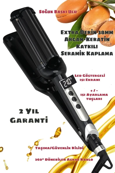 Jolvena Derin Wag Saç Maşası 38 Mm Ultra Kalın Dalga - 3