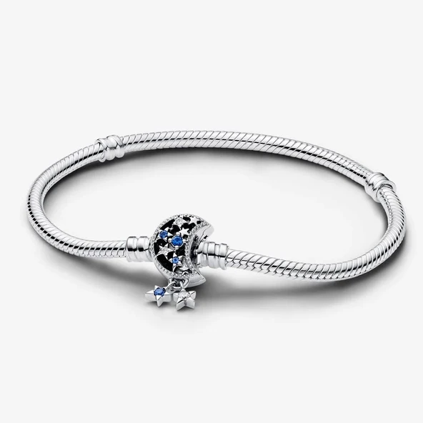 Pandora Moments Işıltılı Ay Klipsli Yılan Zincirli Bileklik  592819C01-18
