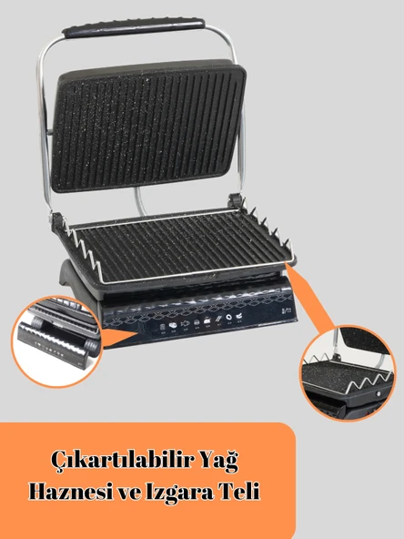 Tost Makinası Ultra Granit Yüzey İle Sağlıklı Pişirim | 1800W Yağ Hazneli Ultra Granit Tost Makinesi - 3