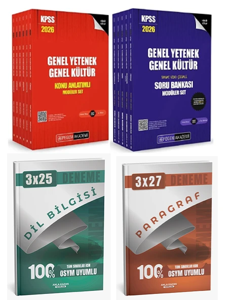 Pegem + Anla Kazan 2026 KPSS GYGK Konu + Soru Bankası + Anla Kazan Deneme Modüler 4 lü Set - 3