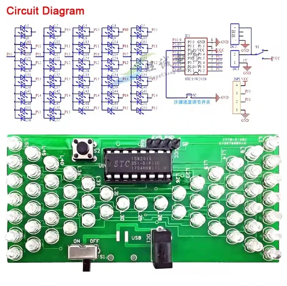 5V Led Elektronik Kum Saati Hobi Devresi DIY Lehimleme Kiti - Demonte(Montesiz) - Resim 7