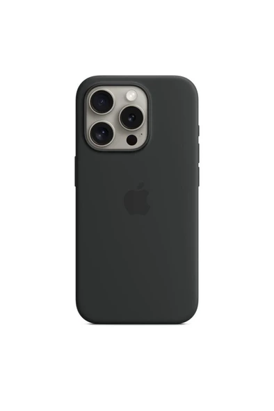 Apple iPhone 15 Pro için MagSafe özellikli Silikon Kılıf - Siyah ​​​​​​​Outlet