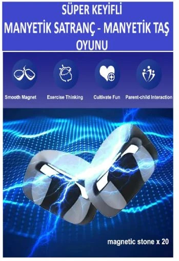 Süper Keyifli Manyetik Satranç-20 Taşlı Manyetik(Güçlü) Taş Oyunu- Harika Vakit Geçirmek Için Hediye - 2
