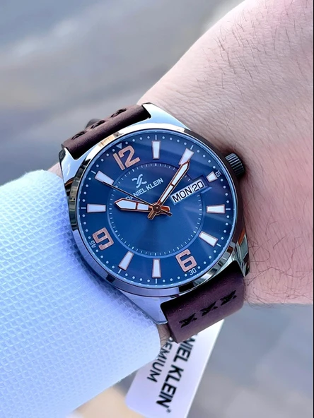 Daniel Klein Deri Kordon 3 Atm Suya Dayanıklı Nişan Ve Damat İçin Erkek Kol Saati EDK.13668-5 - Resim 2