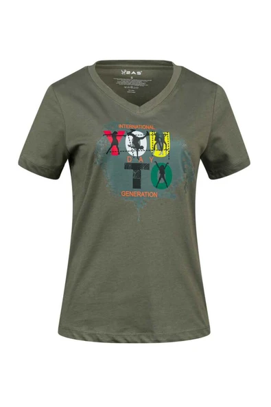 2AS ALONE BASKILI V YAKA KADIN T-SHİRT 403 - 9