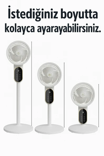 Sessiz LED Ekranlı 3 Kademe Ayarlanabilir Vantilatör Yaz Serinliğini Hissedin - 3