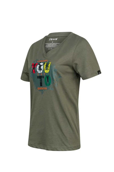 2AS ALONE BASKILI V YAKA KADIN T-SHİRT 403 - 10