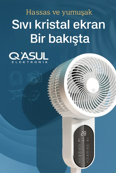 Sessiz LED Ekranlı 3 Kademe Ayarlanabilir Vantilatör Yaz Serinliğini Hissedin - 5