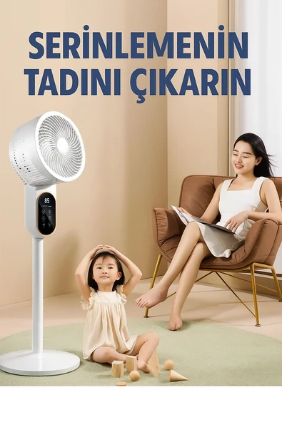 Sessiz LED Ekranlı 3 Kademe Ayarlanabilir Vantilatör Yaz Serinliğini Hissedin - 2