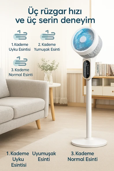 Sessiz LED Ekranlı 3 Kademe Ayarlanabilir Vantilatör Yaz Serinliğini Hissedin - 4