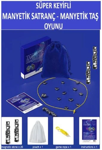 Süper Keyifli Manyetik Satranç-20 Taşlı Manyetik(Güçlü) Taş Oyunu- Harika Vakit Geçirmek Için Hediye - 5