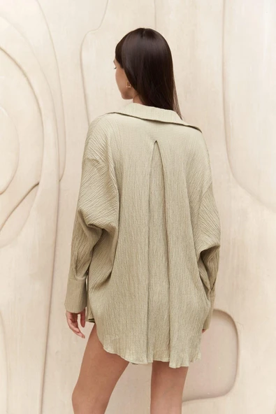 Mai Collection Durres Haki Oversize Gömlek - 3