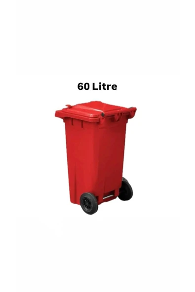 ELCY 60 LT Plastik Çöp Konteyneri Kırmızı -Isıya Karşı Dayanıklı - 2