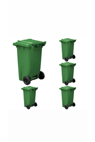 ELCY 120 LT 5 Adet Yeşil Plastik Çöp Konteyneri Isıya Karşı Dayanıklı - 2