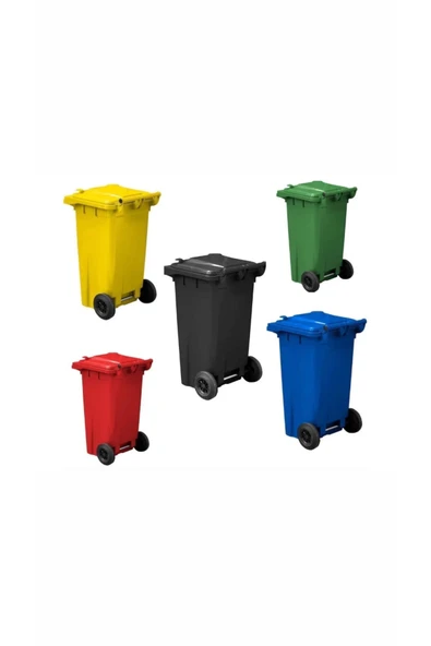 ELCY 5 Adet 120 LT Tüm Renkler Plastik Çöp Konteyneri 120 LT Isıya Karşı Dayanıklı - Resim 2