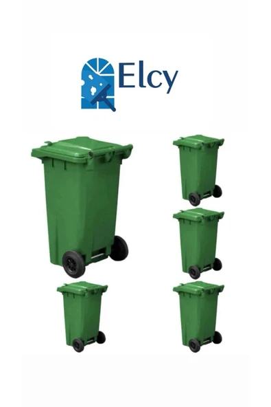 ELCY 120 LT 5 Adet Yeşil Plastik Çöp Konteyneri Isıya Karşı Dayanıklı