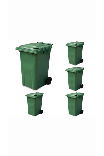 ELCY 240 LT 5 Adet Yeşil Plastik Çöp Konteyneri Isıya Karşı Dayanıklı - 2
