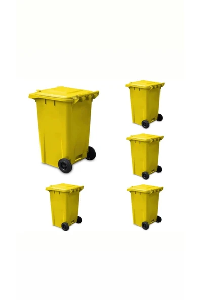 ELCY 240 LT 5 Adet Sarı Plastik Çöp Konteyneri Isıya Karşı Dayanıklı - 2