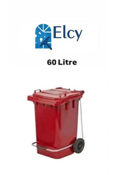 ELCY 60 LT Plastik Pedallı Çöp Konteyneri Kırmızı -Isıya Karşı Dayanıklı