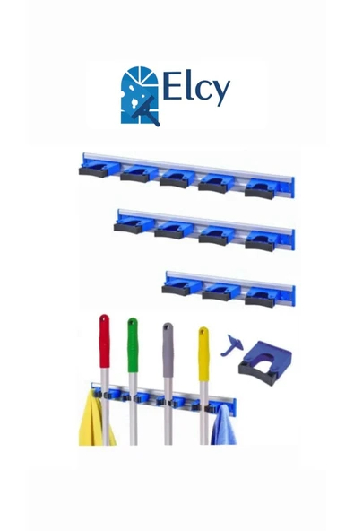 ELCY Mop Asma Aparati Askılı Mop Aparatı Mop Asma Aparatı 4 Askılı Duvara Monte
