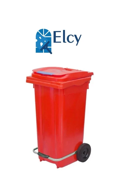 ELCY 120 LT Kırmızı Metal PEDALLI Çöp Konteyneri (Isıya Dayanıklı)